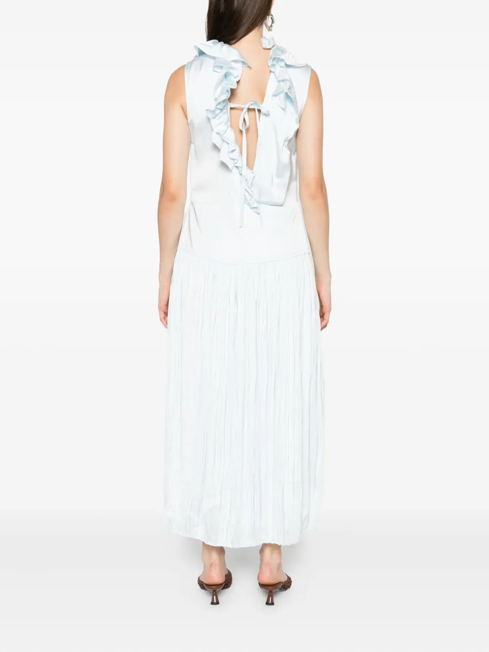 Jil Sander Maxi-jurk met ruche hals Blauw
