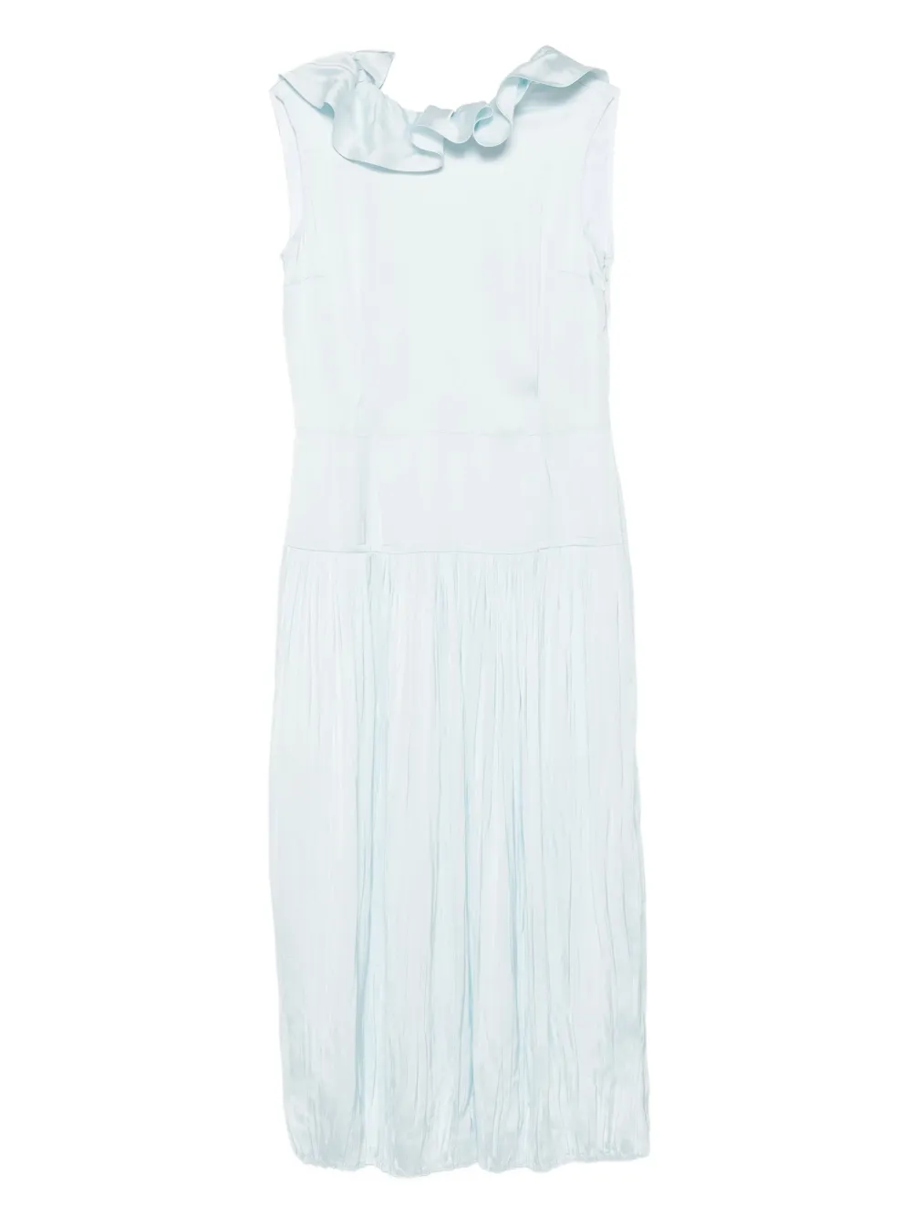 Jil Sander Maxi-jurk met ruche hals Blauw