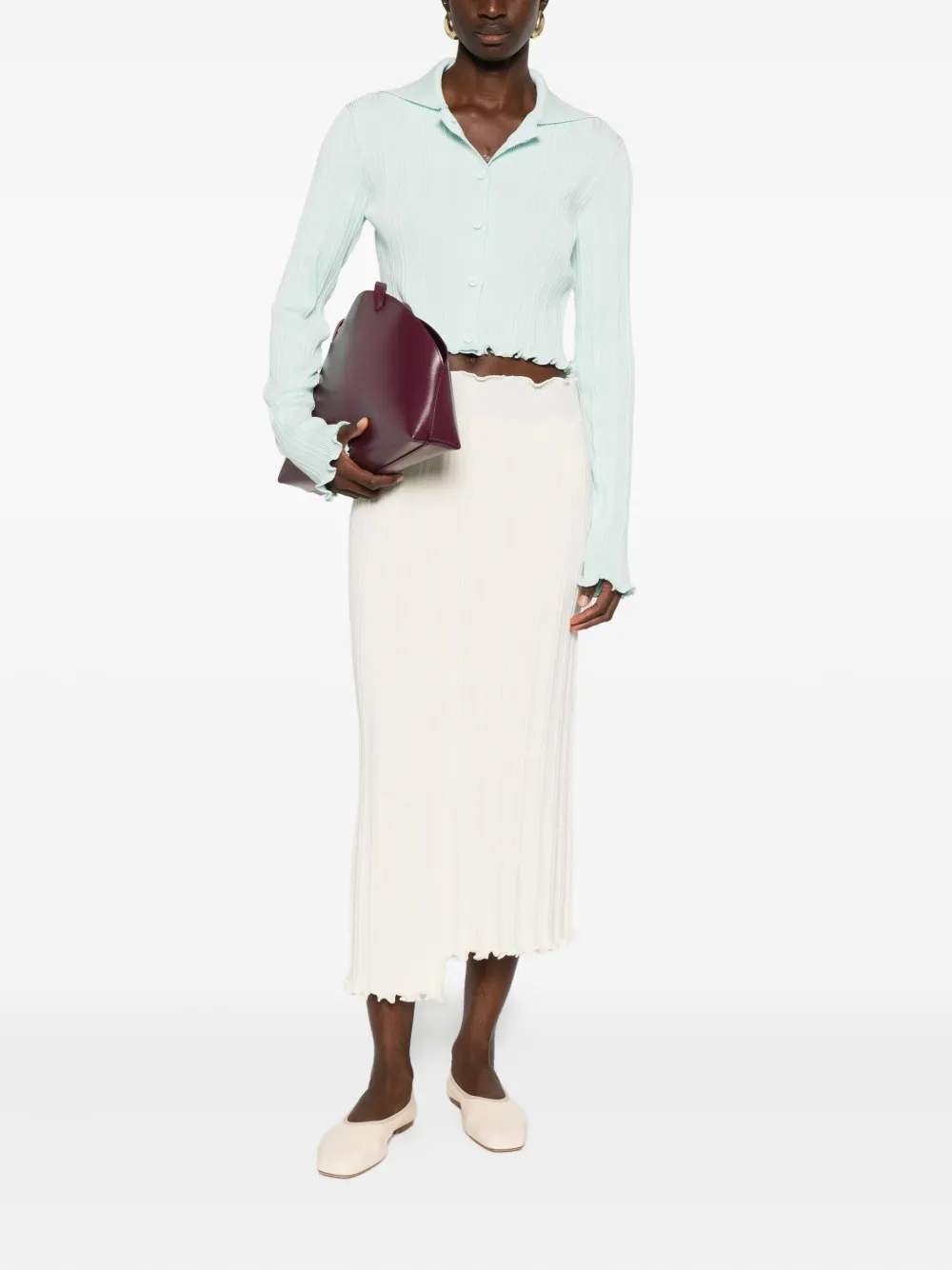 Jil Sander asymmetric midi skirt Beige