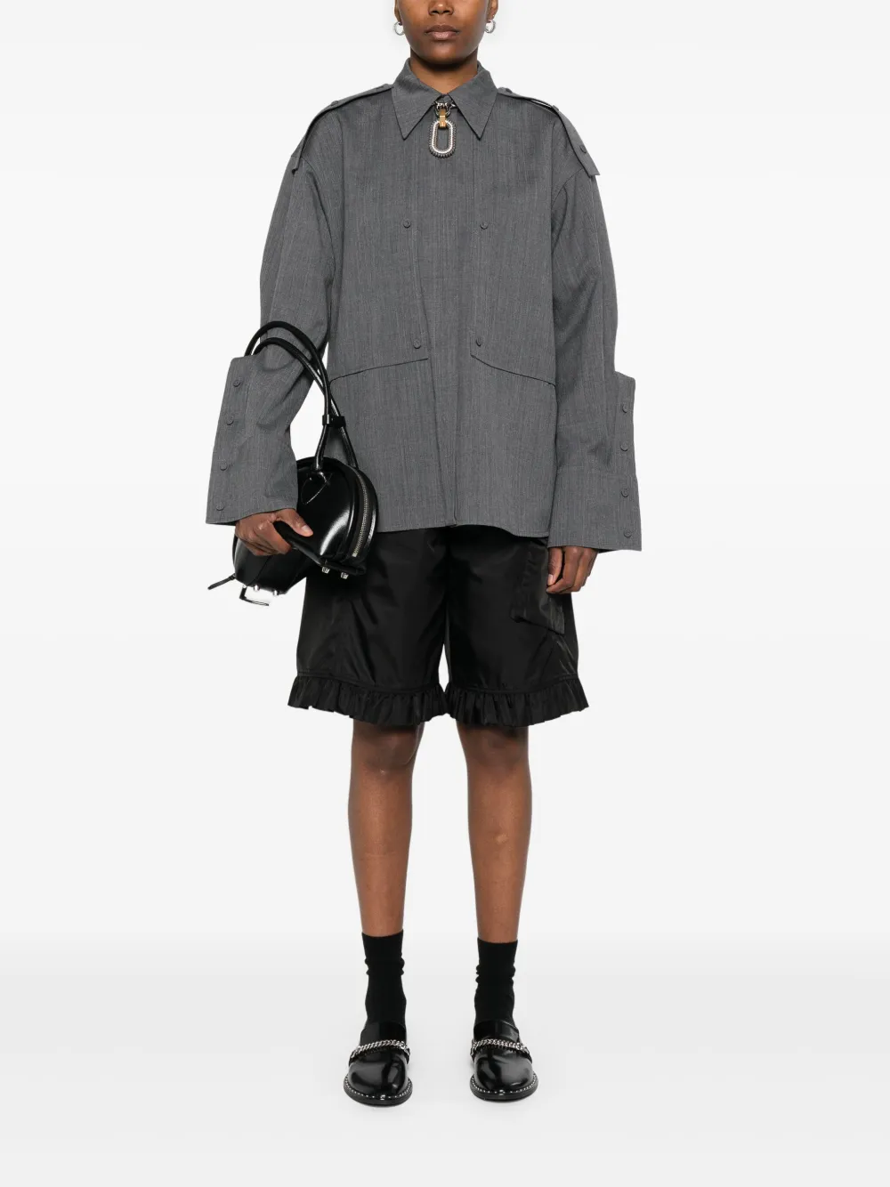 Jil Sander maxi-cuff shirt - Grijs