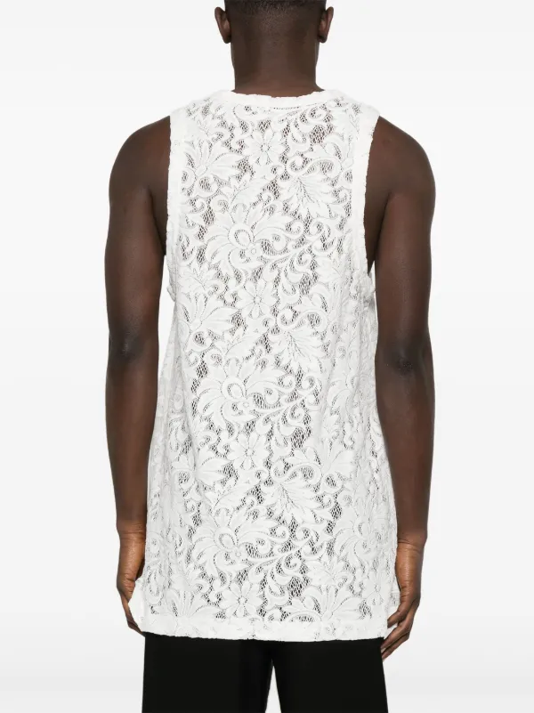 Comme Des Garçons Homme Plus floral-lace Tank Top | White