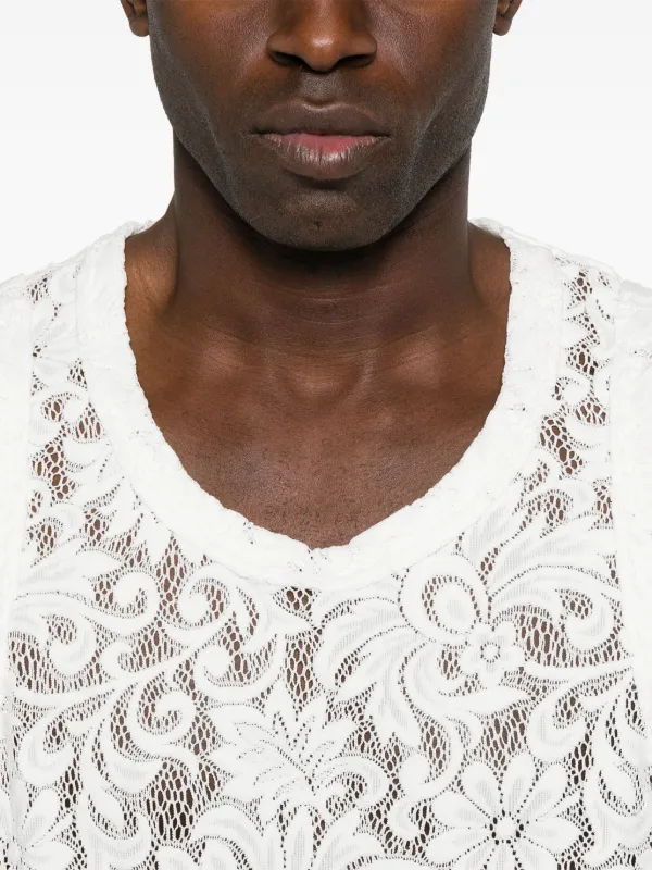 トップス comme des garcons homme tops Comme Des Garçons Homme Plus floral-lace Tank Top | White