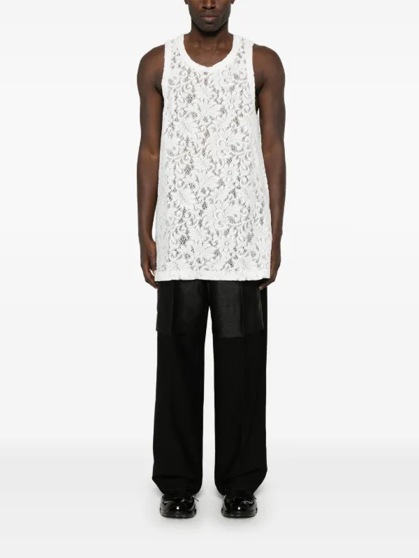 Comme Des Garçons Homme Plus floral-lace Tank Top | White