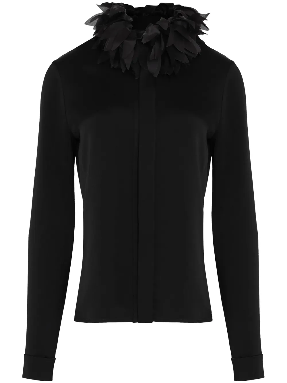 floral-appliqué blouse