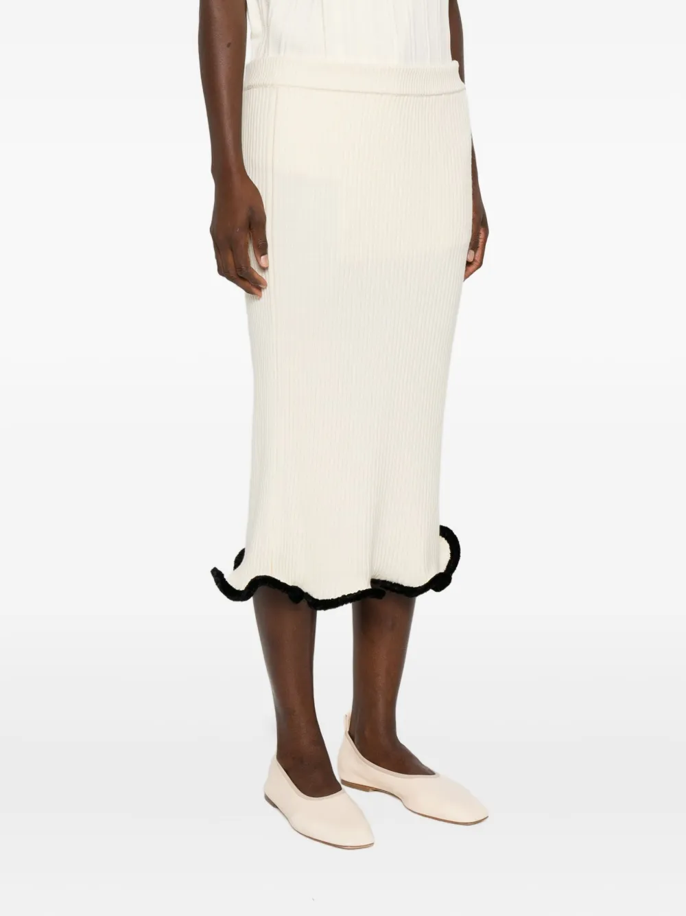 Jil Sander asymmetric midi skirt Beige