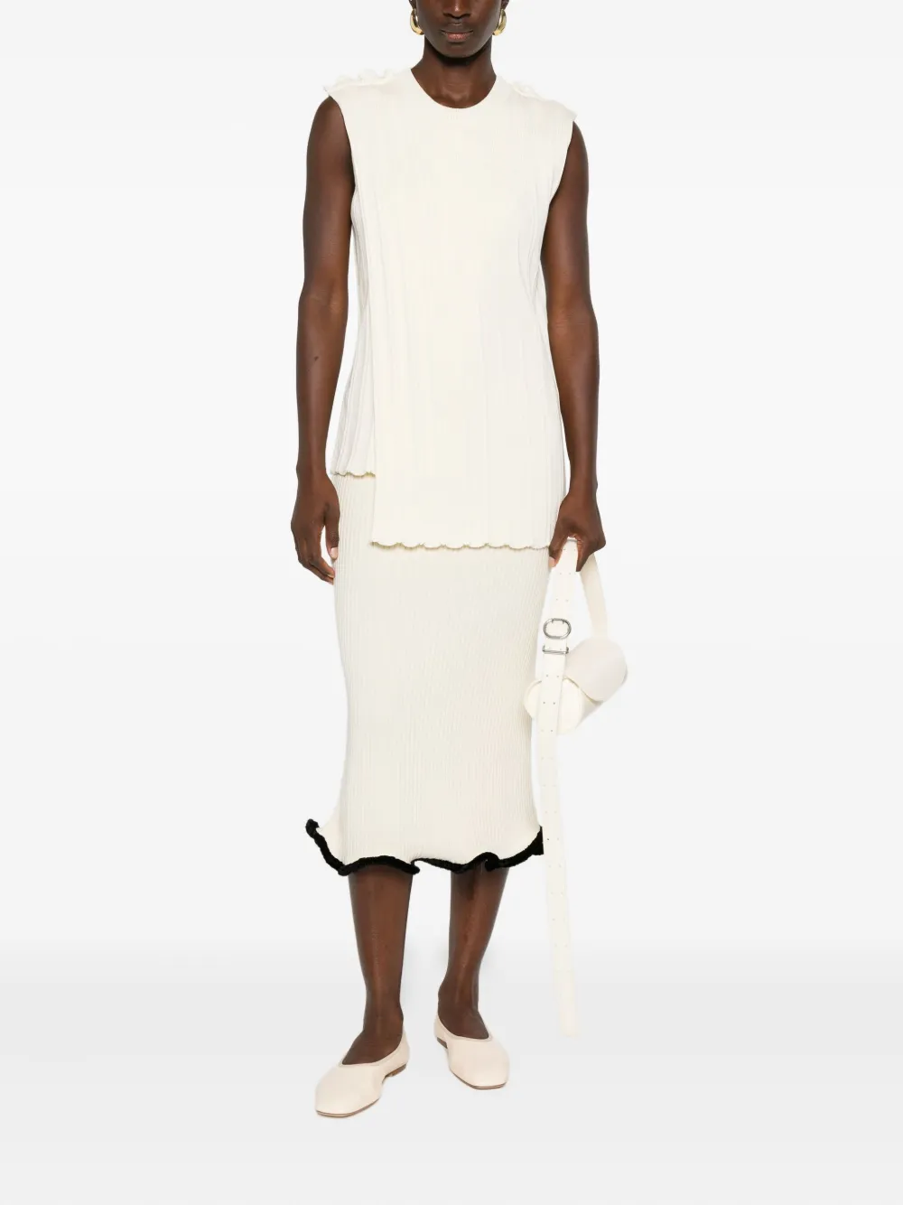 Jil Sander asymmetric midi skirt Beige