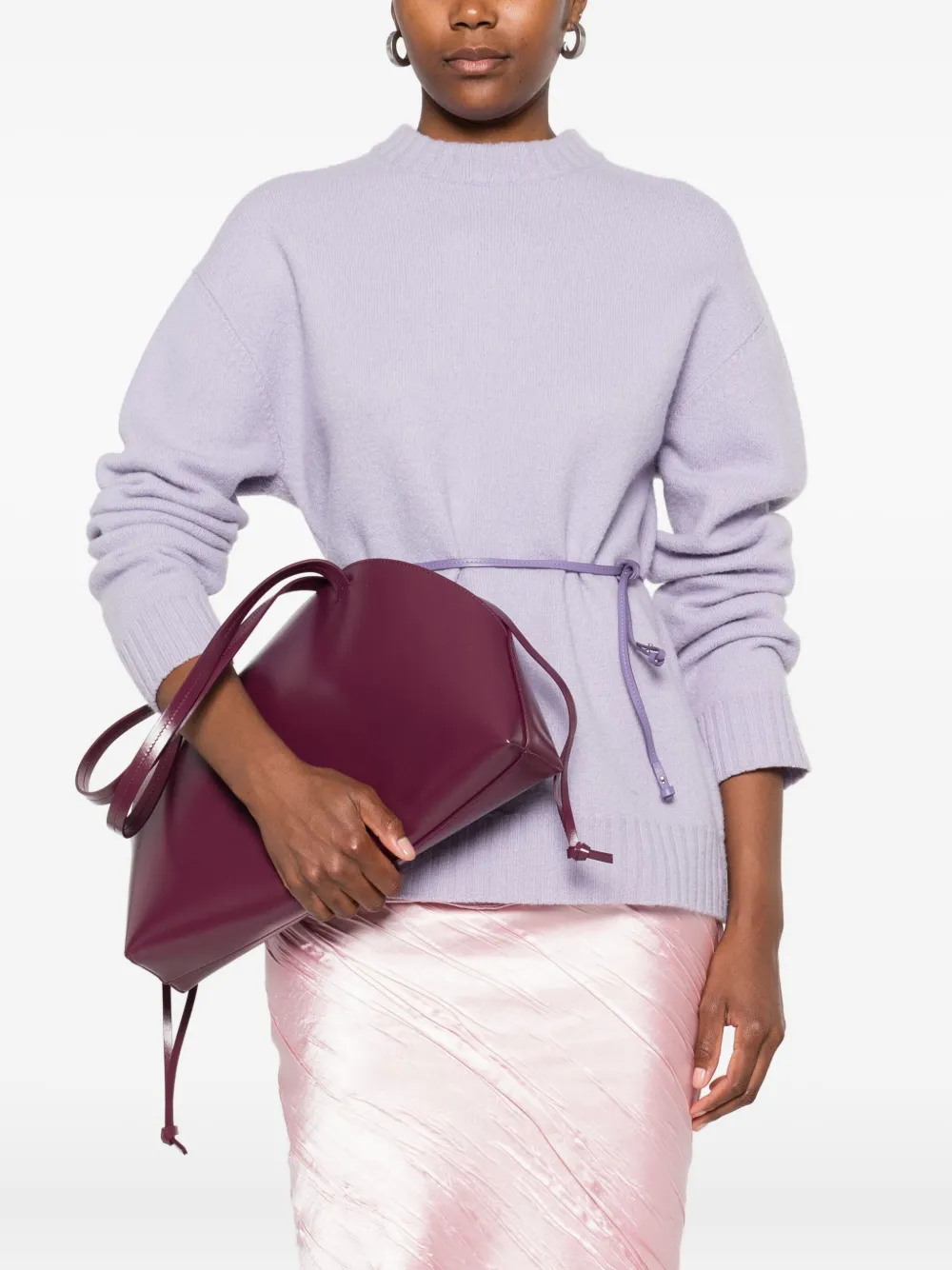 Jil Sander Curve medium schoudertas Rood