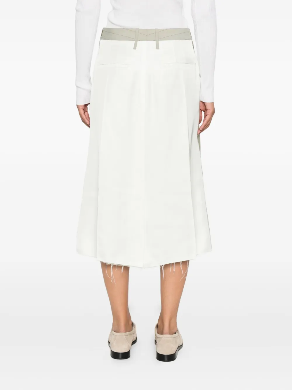 Jil Sander Rok met krijtstreep en franje Groen