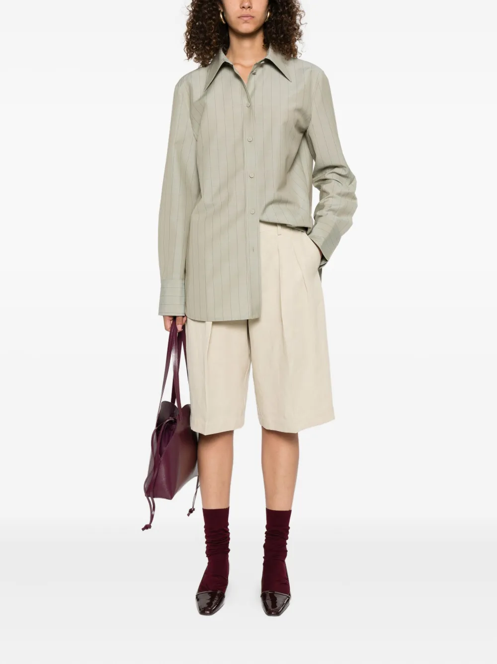 Jil Sander Blouse met krijtstreep Groen