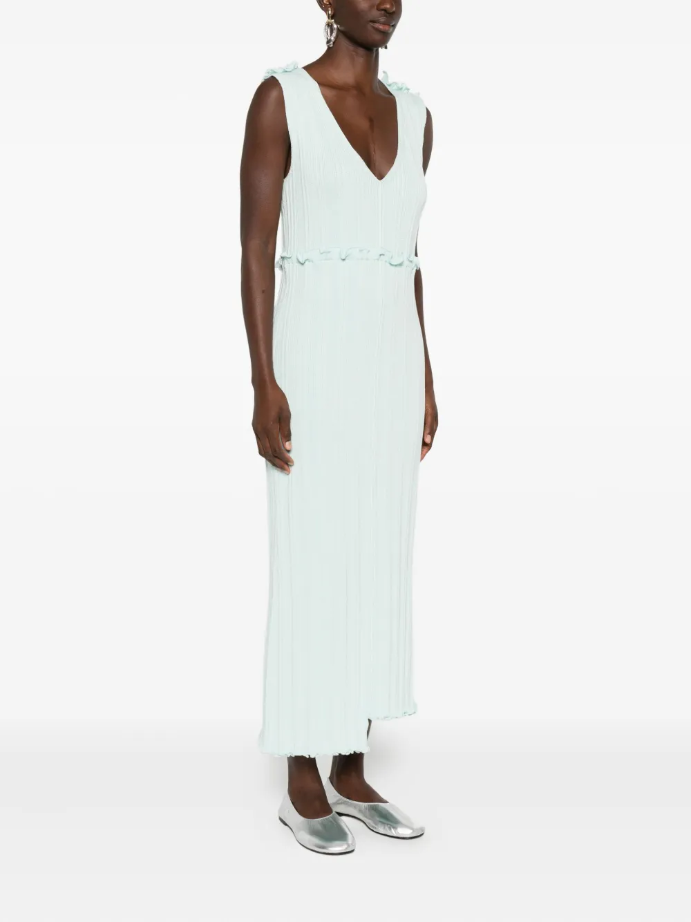 Jil Sander asymmetric midi dress Blauw