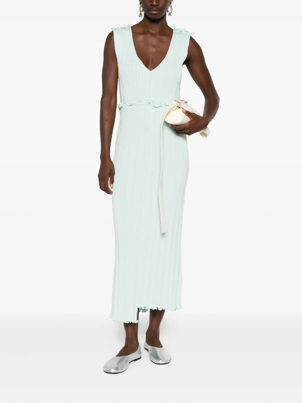 Jil Sander asymmetric midi dress Blauw