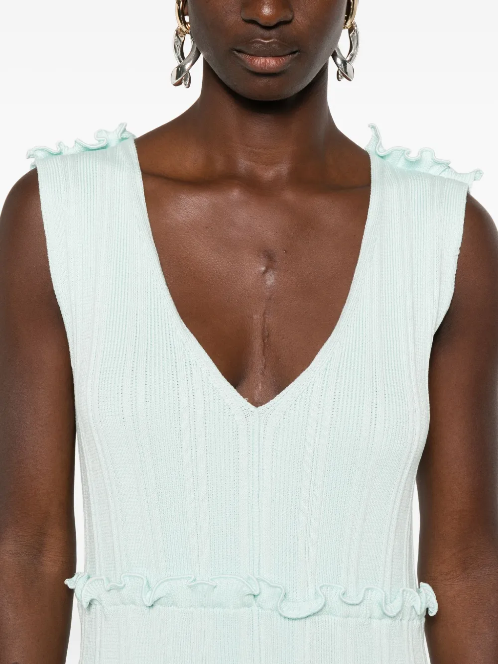 Jil Sander asymmetric midi dress Blauw