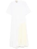 Plan C pleat-insert cotton midi dress - White