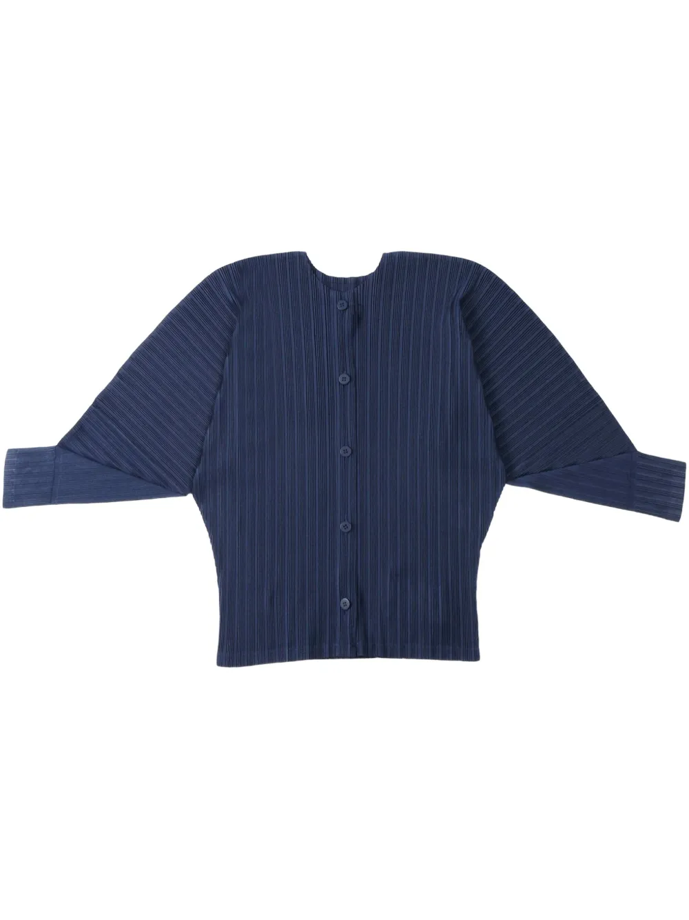 Pleats Please Issey Miyake ribbed pleated cardigan Blauw