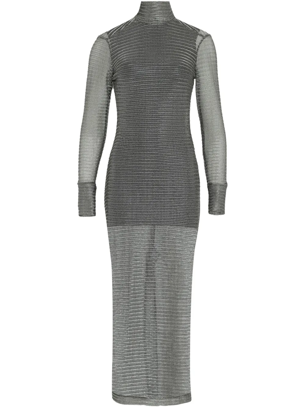 metallic-effect high-neck dress