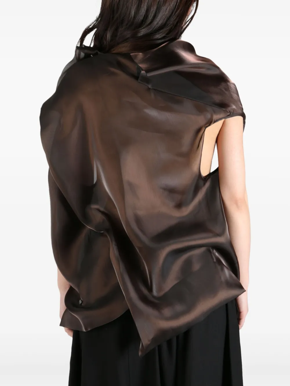 Shop Issey Miyake Asymmetric Blouse In Brown