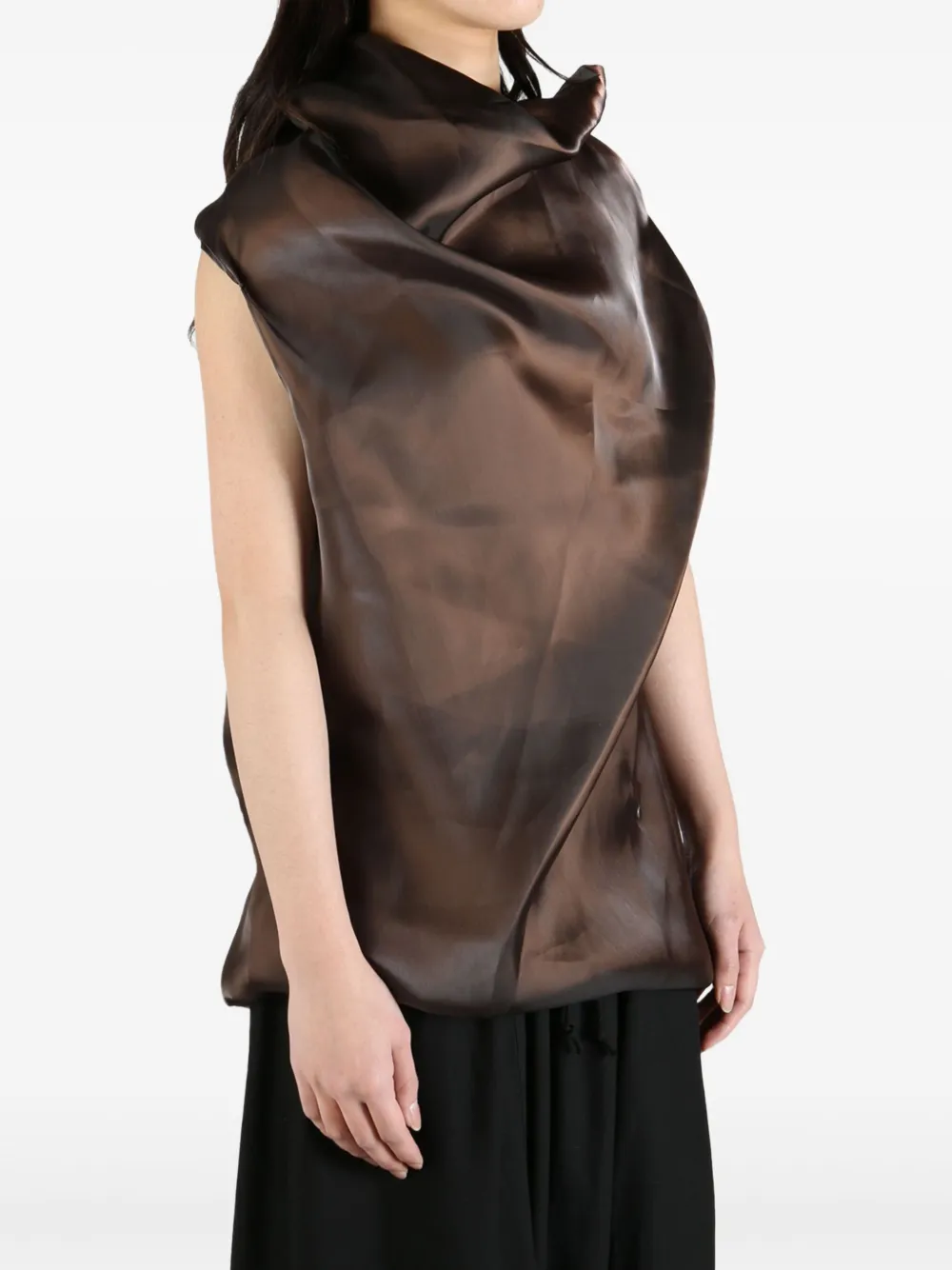 Shop Issey Miyake Asymmetric Blouse In Brown