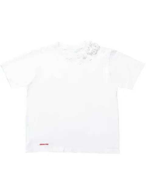 SHUSHU/TONG floral-appliqué T-shirt