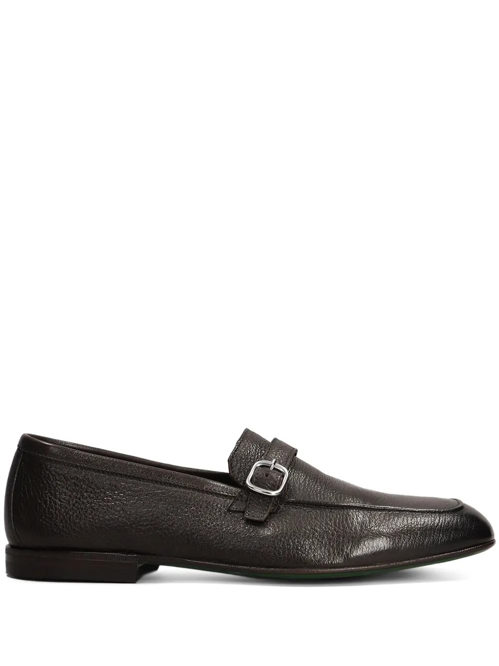 Green George grained-leather loafers Brown