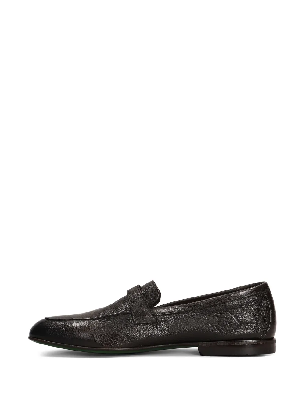 Green George grained-leather loafers Brown