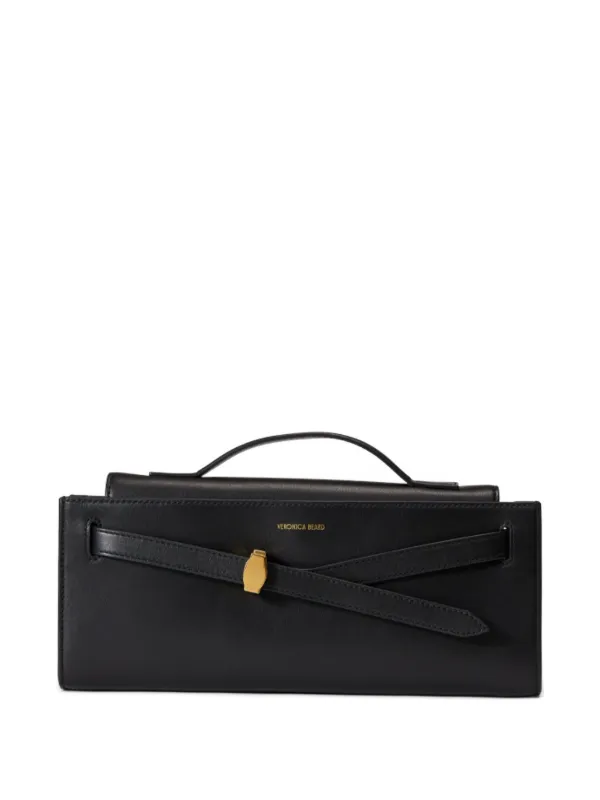 Veronica Beard Dash Leather Clutch Bag in Black