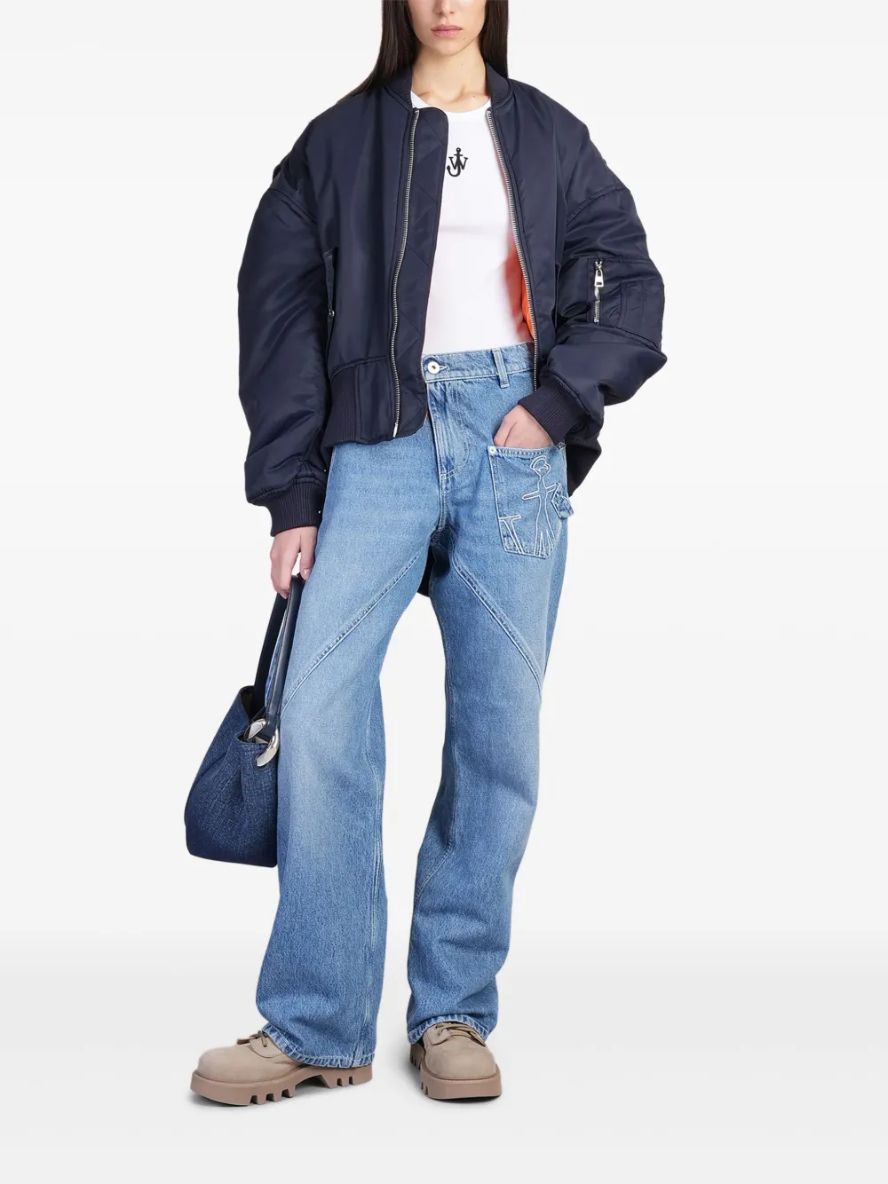 JW Anderson logo-embroidered jeans - Blauw