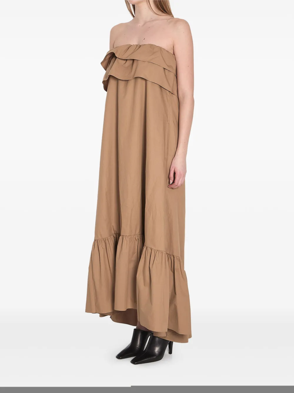 Saint Laurent Maxi-jurk met ruches - Beige