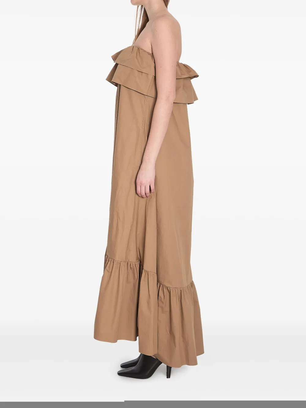 Saint Laurent Maxi-jurk met ruches Beige