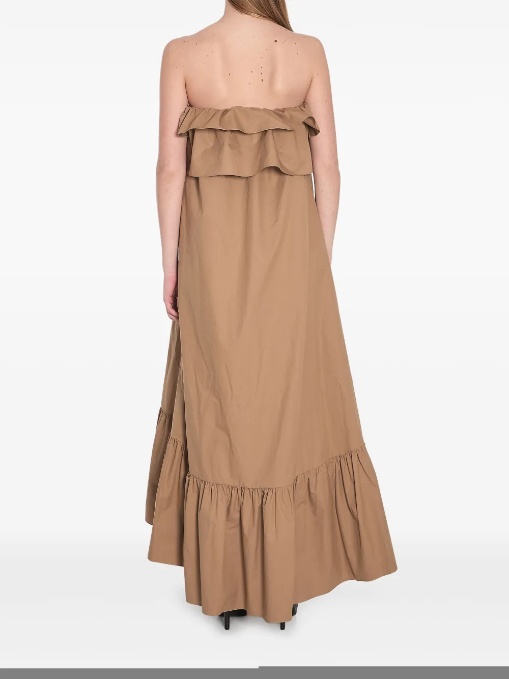 Saint Laurent Maxi-jurk met ruches Beige