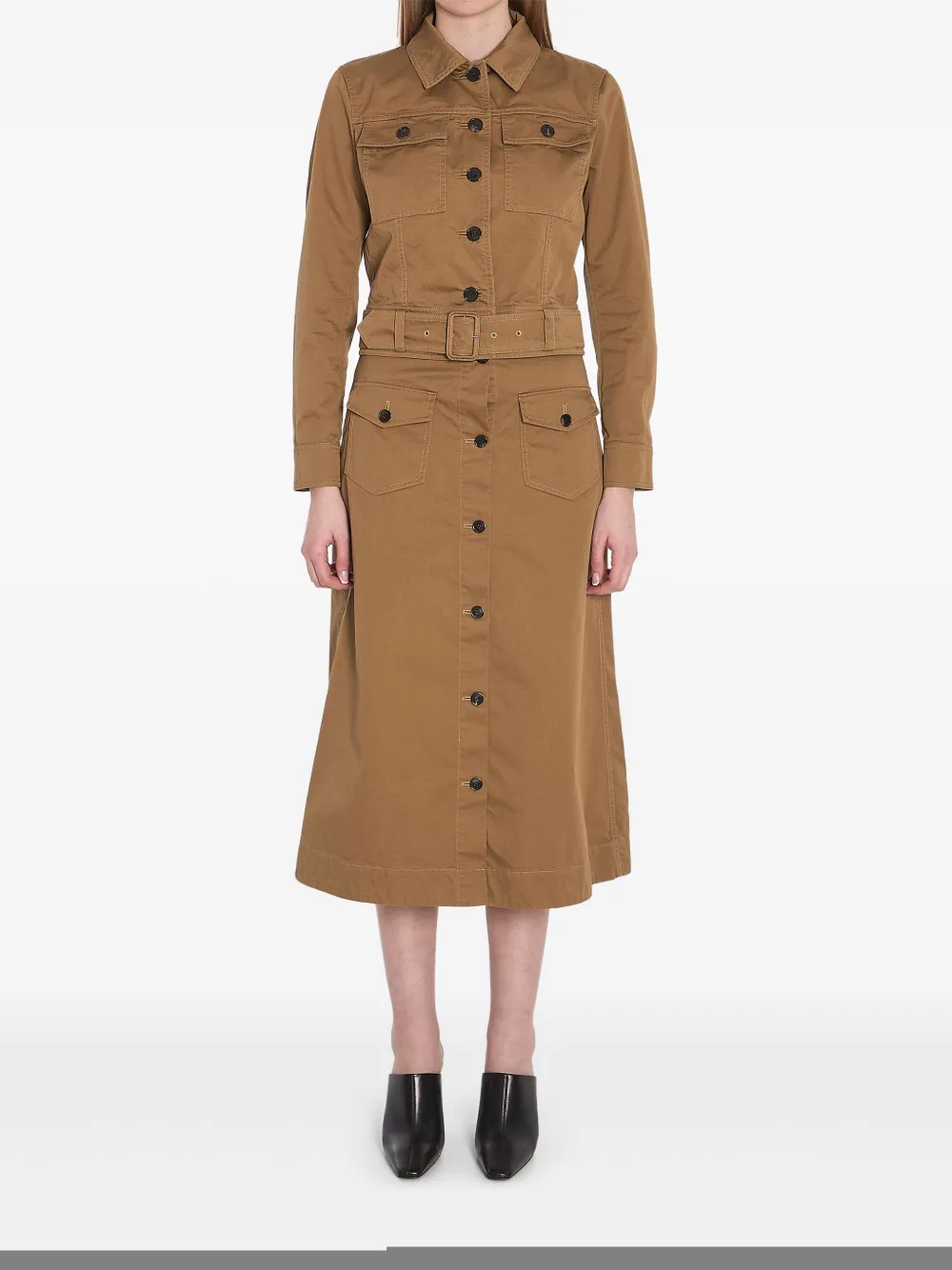 Shop Saint Laurent Cropped Twill Jacket In Brown