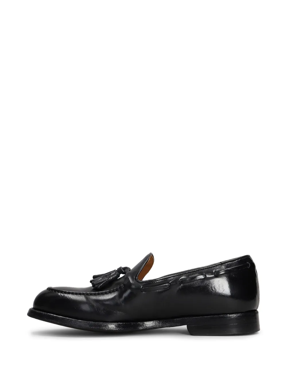 Green George tassel leather loafers Black