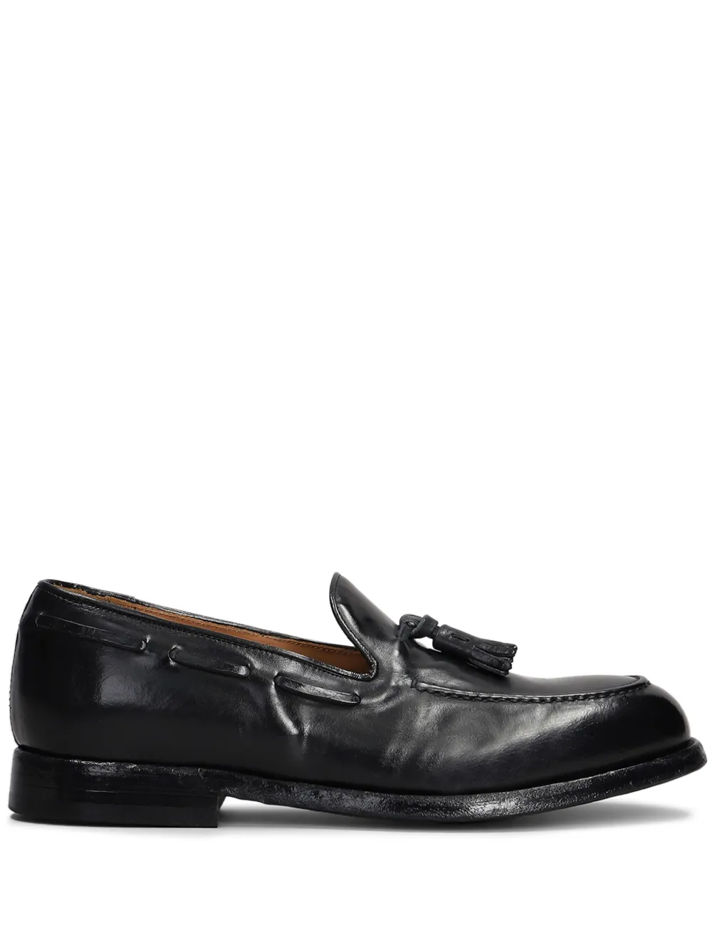 Green George tassel leather loafers Black