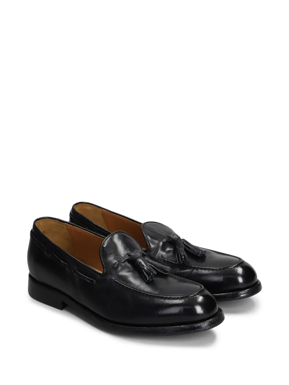 Green George tassel leather loafers - Zwart