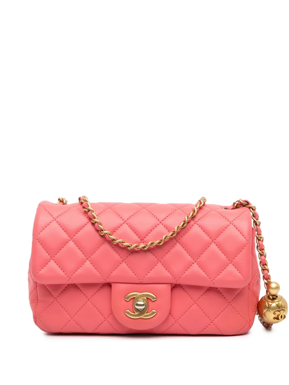 CHANEL Pre-Owned 2020 Mini Rectangular Lambskin Pearl Crush Flap crossbody bag - Rosa