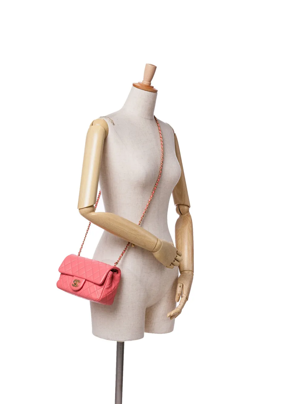2020 Mini Rectangular Lambskin Pearl Crush Flap Crossbody Bag