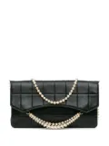 CHANEL Pre-Owned 2002-2003 Lambskin Chocolate Bar Pearl Chain Flap shoulder bag - Black