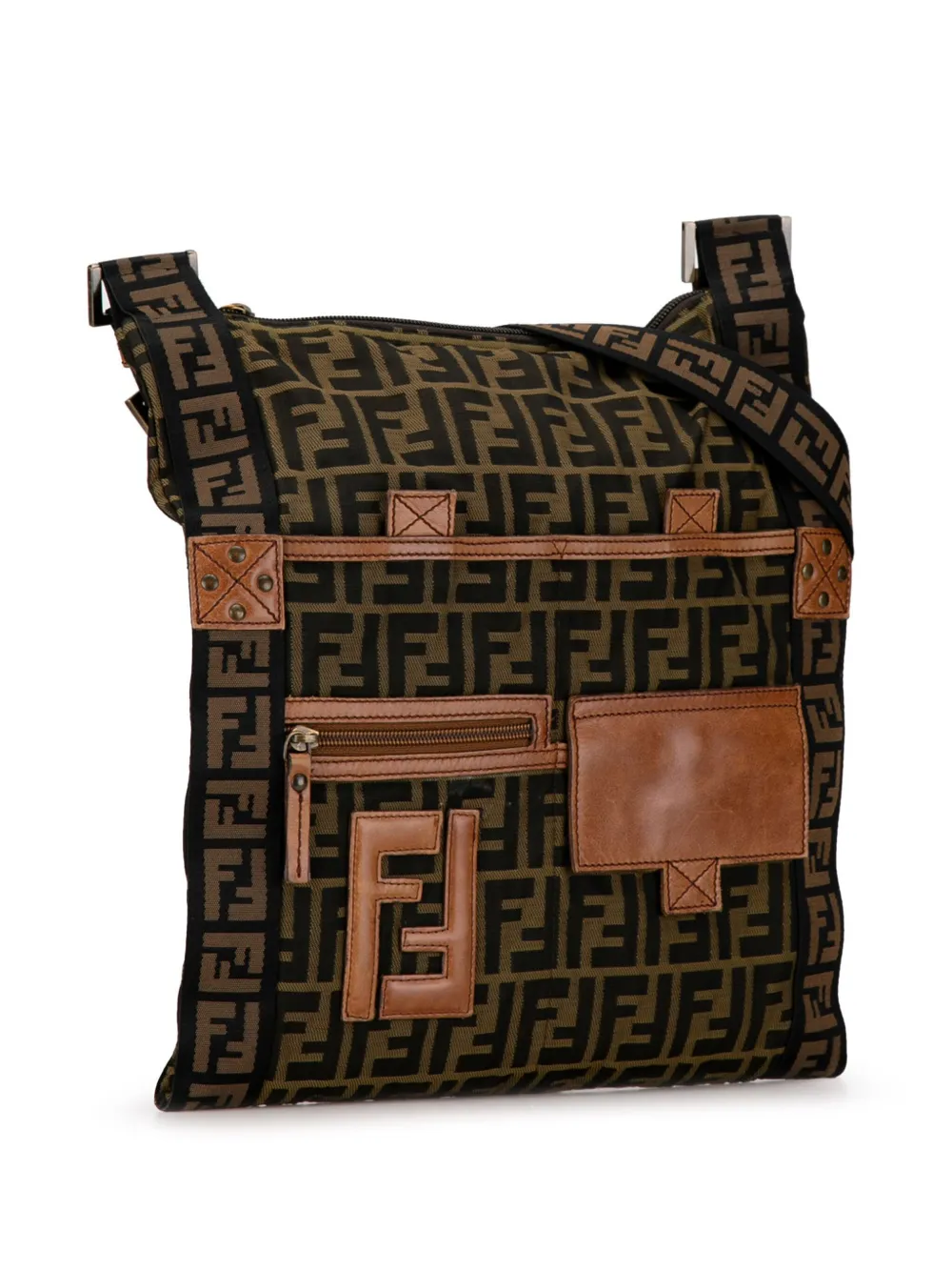 Fendi Pre-Owned 2000-2010 Zucca Canvas Flat Messenger Bag crossbody bag - Bruin