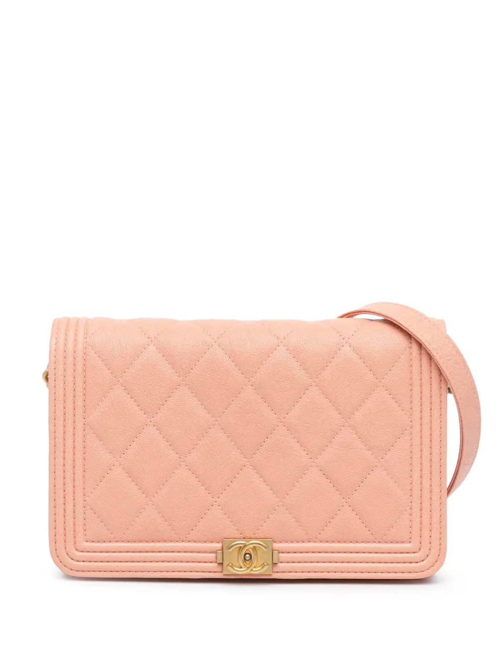 CHANEL Pre-Owned 2019 マトラッセ キャビア ボーイ ウォレットオンチェーン ショルダーバッグ - ピンク CHANEL Pre-Owned 2019 マトラッセ キャビア ボーイ ウォレットオンチェーン ショルダーバッグ - ピンク