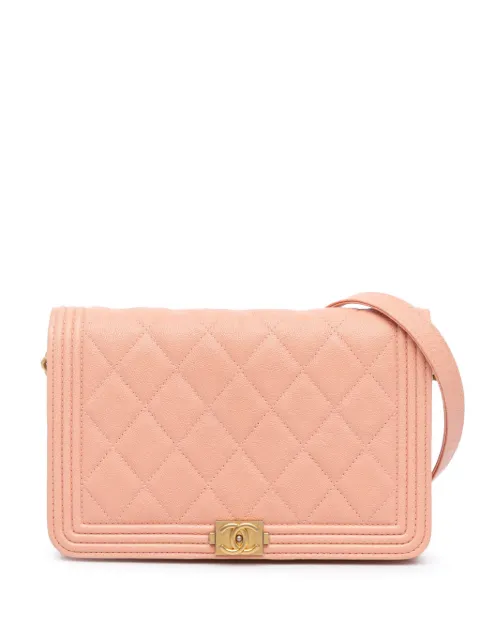 CHANEL Pre-Owned 2019 Quilted Caviar Boy Wallet on Chain crossbody bag