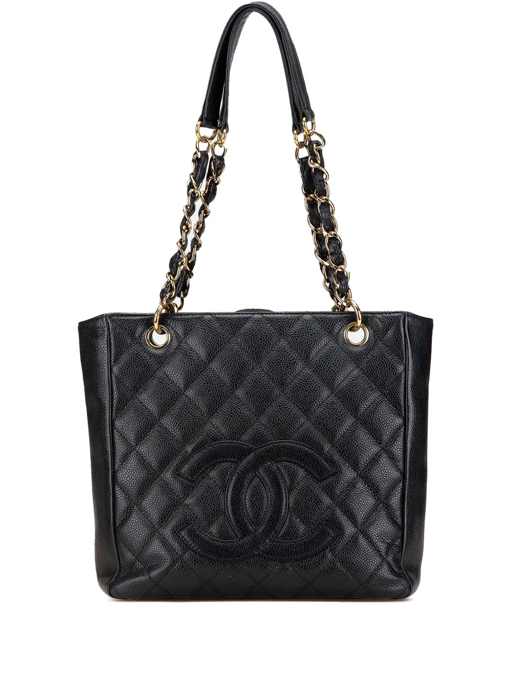 CHANEL Pre-Owned 2003-2004 キャビア プチ ショッピング トートバッグ - ブラック CHANEL Pre-Owned 2003-2004 キャビア プチ ショッピング トートバッグ - ブラック