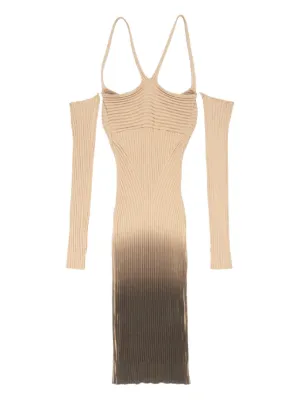 knee length dresses for ladies Women's Knit Ribbed Midi Dress L / Brown main image 1