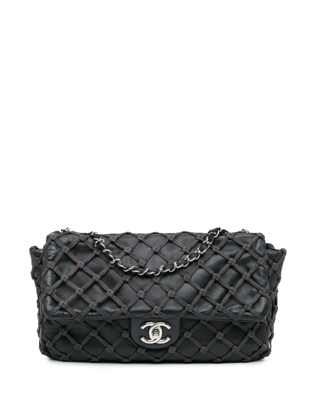 CHANEL Pre-Owned 2010-2011 Jumbo Calfskin Canebiers Net Flap shoulder bag | Black | Image 1