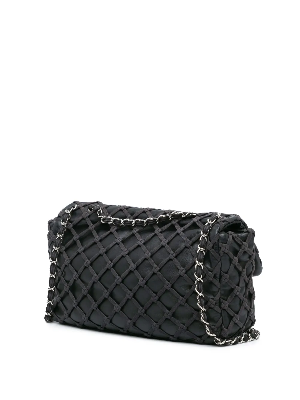 CHANEL Pre-Owned 2010-2011 Jumbo Calfskin Canebiers Net Flap shoulder bag - Zwart