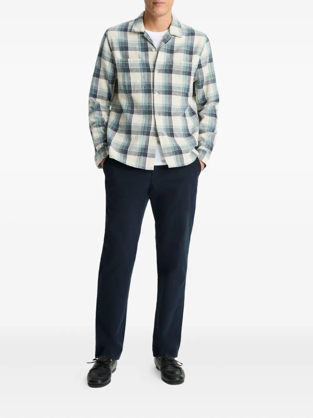 Vince checked revere-collar shirt - Beige