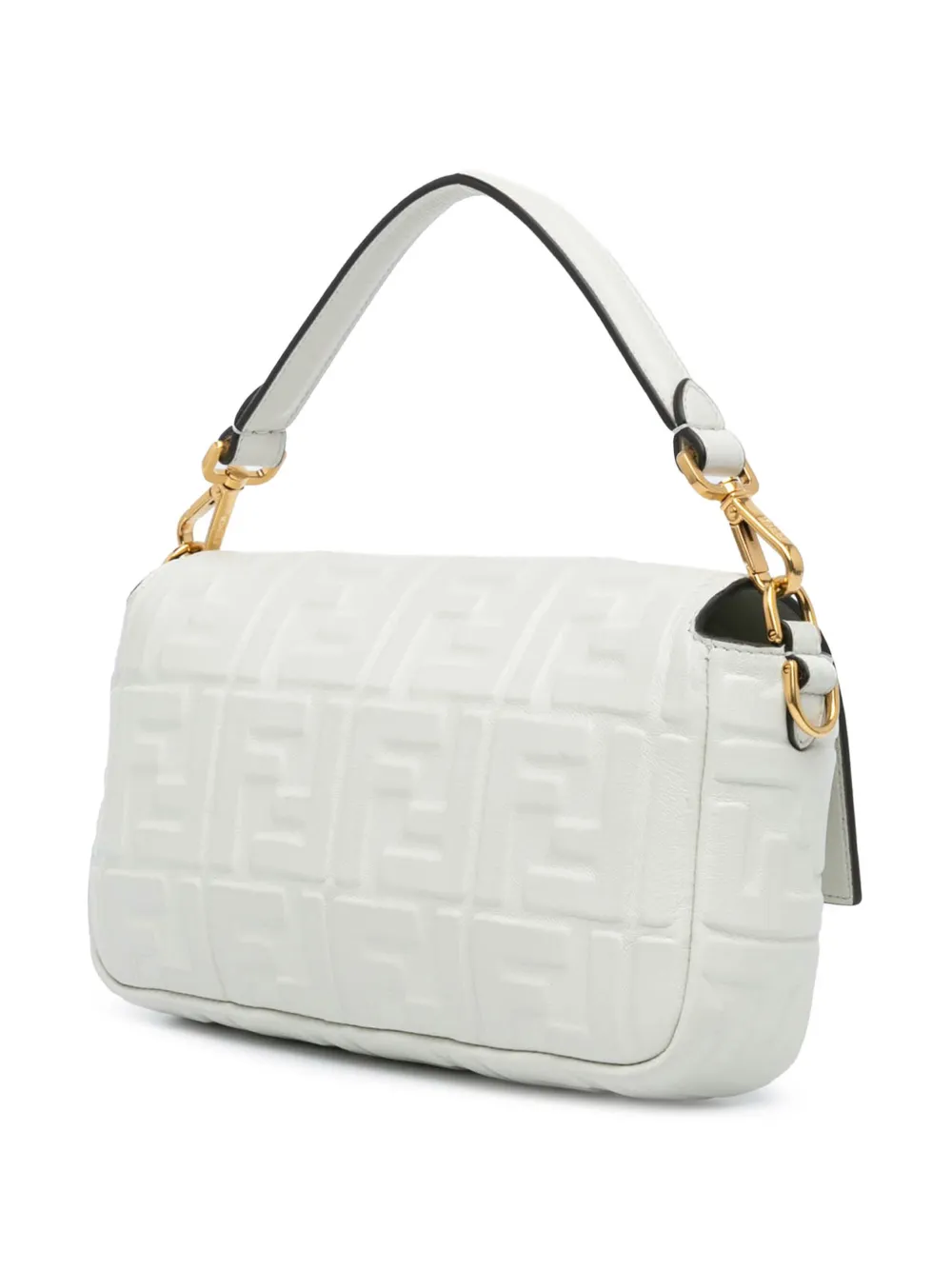 Fendi Pre-Owned 2010-2024 Zucca Embossed Leather Baguette satchel - Wit