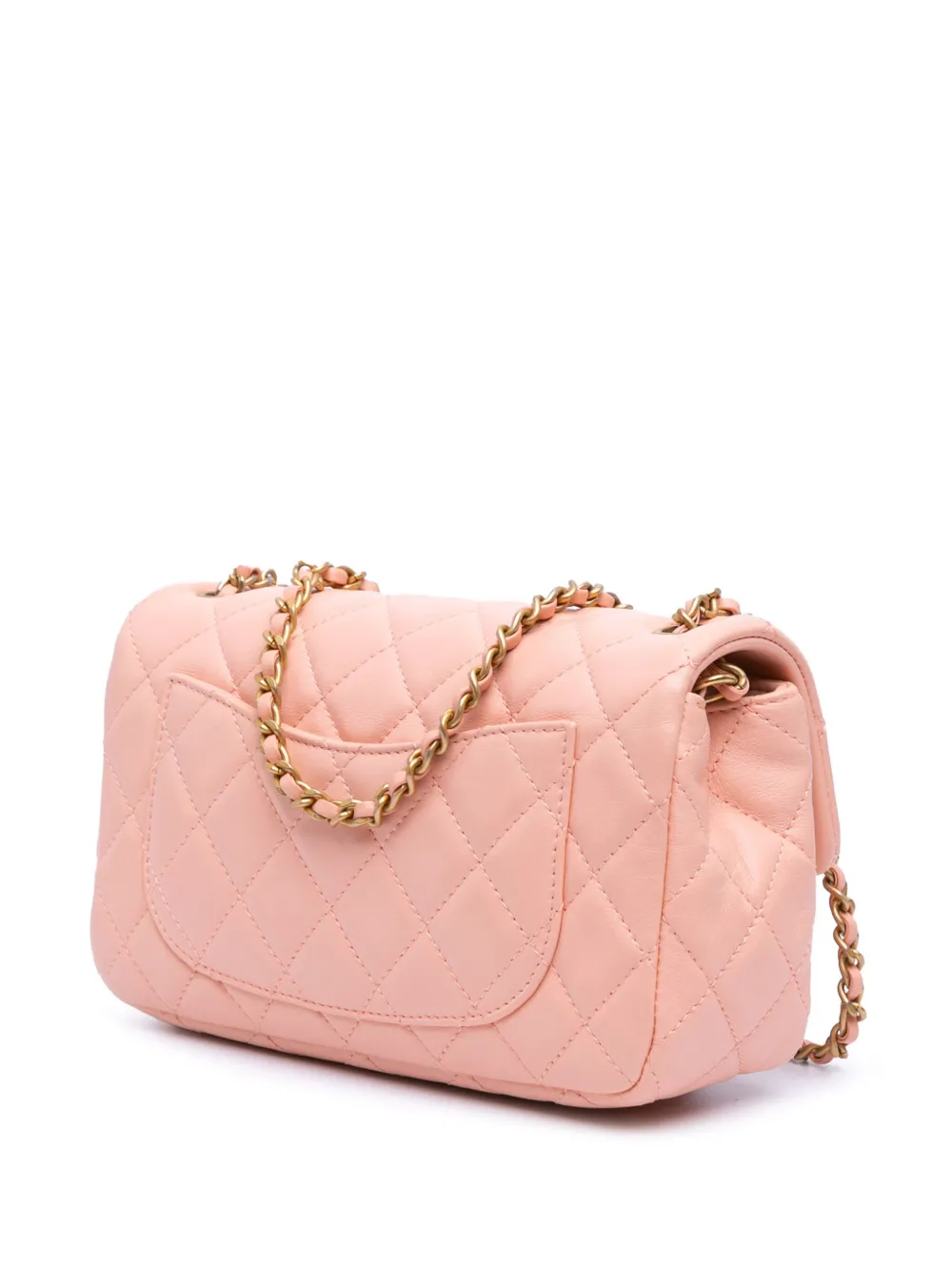 CHANEL Pre-Owned 2021-2024 Mini Rectangular Lambskin Pearl Crush Flap crossbody bag - Roze