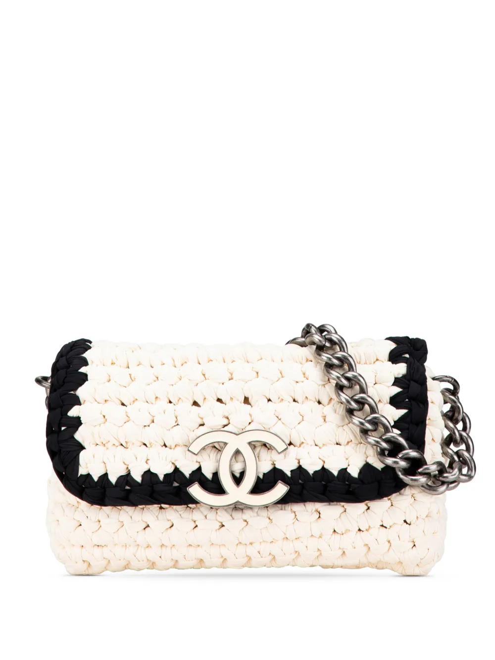 CHANEL Pre-Owned 2014 Neoprene Fancy Crochet Flap shoulder bag - Bianco