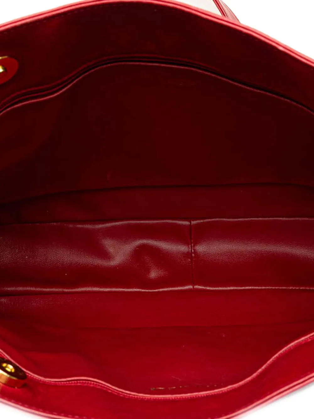 Pre-owned Chanel 1991-1994 Cc Lambskin Chain Tote Bag In Red