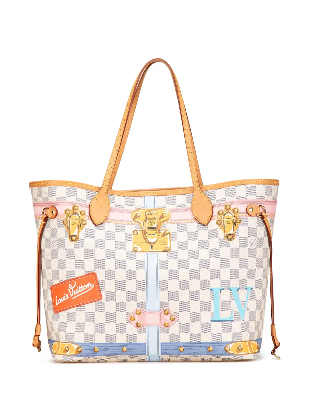 Louis Vuitton Pre-Owned 2018 ダミエ アズール サマートランクス ネヴァーフル MM トートバッグ - ホワイト Louis Vuitton Pre-Owned 2018 ダミエ アズール サマートランクス ネヴァーフル MM トートバッグ - ホワイト