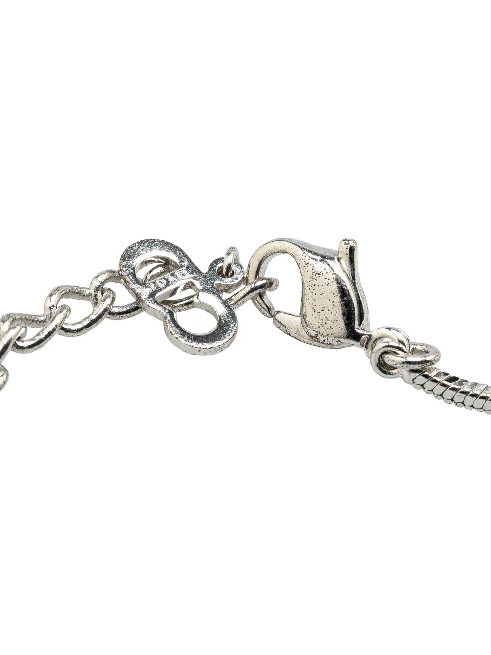 Christian Dior Pre-Owned 20th Century Silver Plated Oblique Trotter Pendant Necklace costume necklace - Zilver